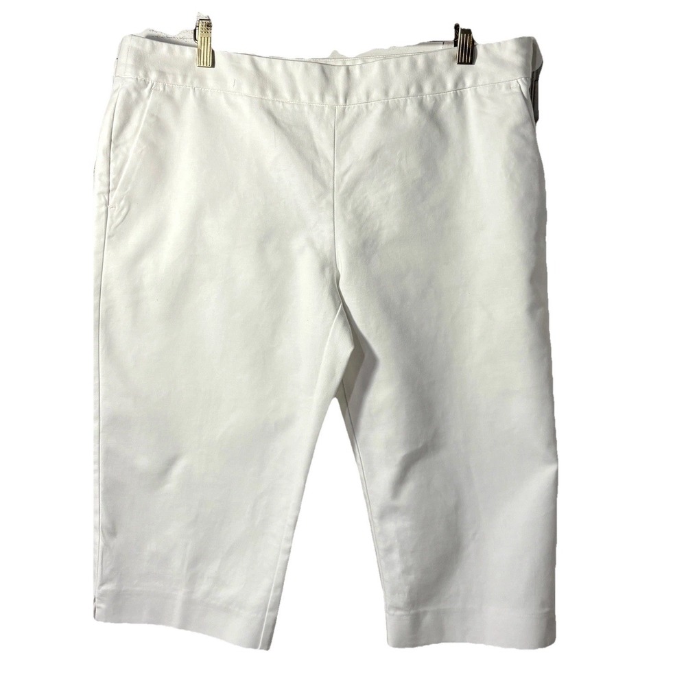 White Charter Club Bermuda Shorts Sz 10 Side Zip Slash Pockets Preppy Resort